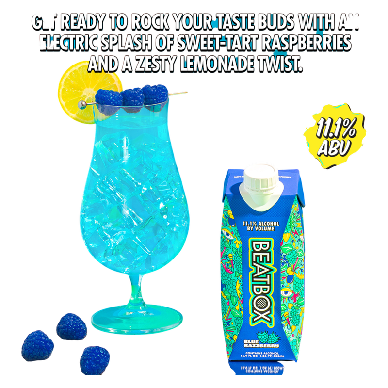 BeatBox Blue Razzberry 500ml 11.1% ABV Wine Party Punch