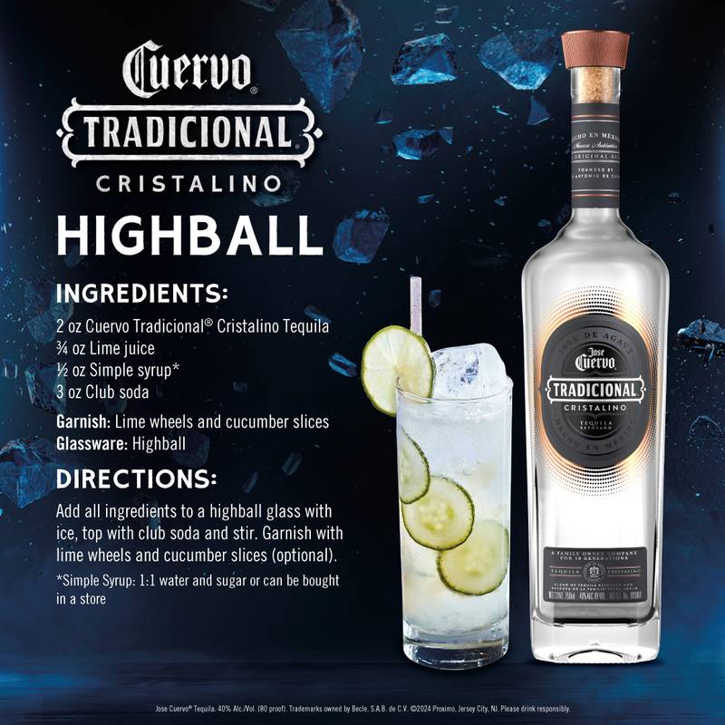 Jose Cuervo Tradicional Cristalino Tequila 750ml (80 Proof)