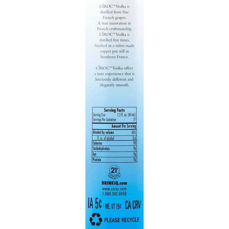 CIROC Ultra-Premium Vodka, 750 mL
