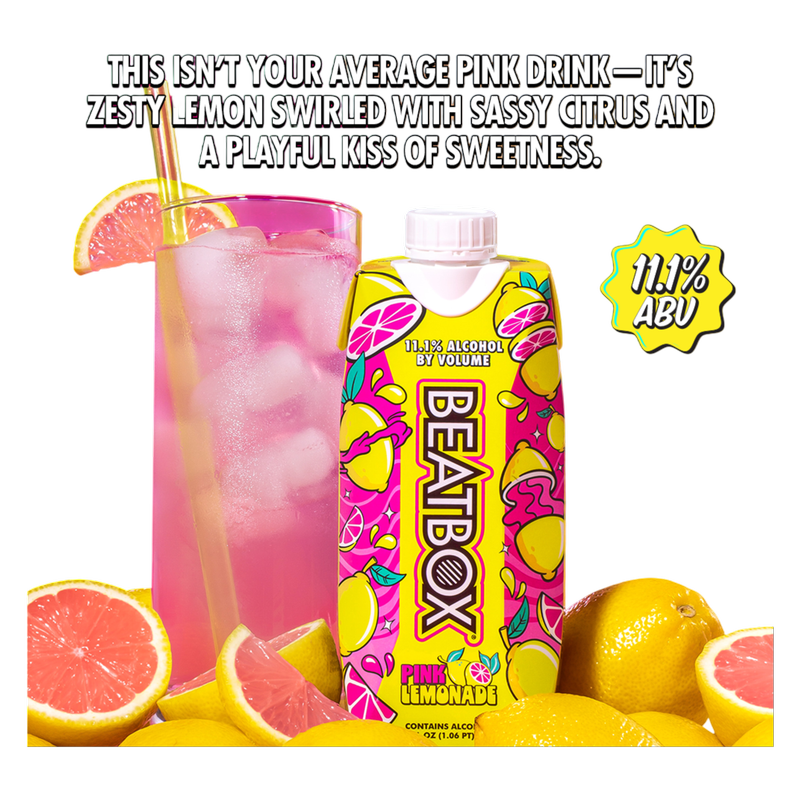 BeatBox Pink Lemonade 500ml 11.1% ABV Wine Party Punch