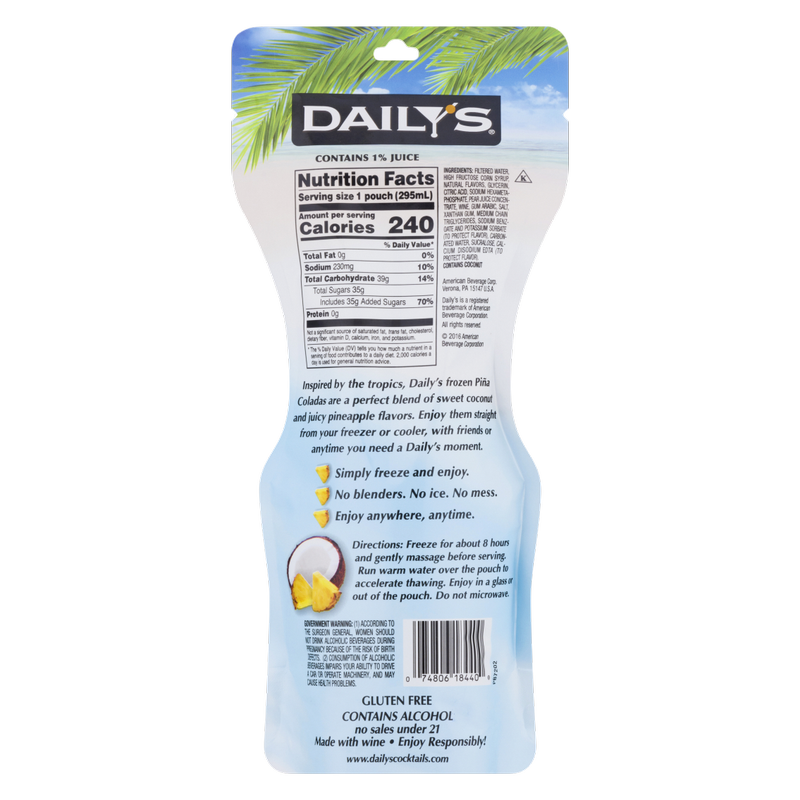 Daily's Frozen Pina Colada 10oz Pouch