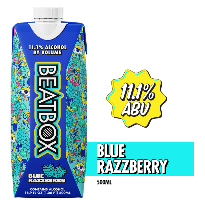 BeatBox Blue Razzberry 500ml 11.1% ABV Wine Party Punch