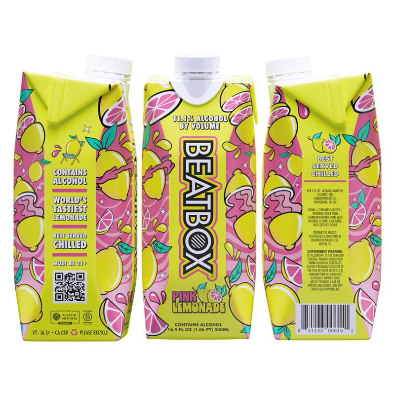 BeatBox Pink Lemonade 500ml 11.1% ABV Wine Party Punch