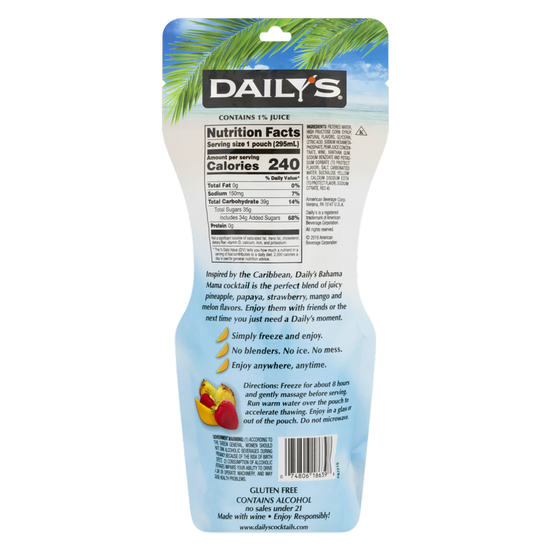 Daily's Bahama Mama Ready to Drink Single 10oz Pouch 5% ABV