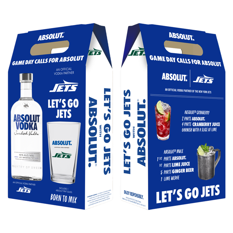 Absolut Vodka 750ml NYJ Gift Set