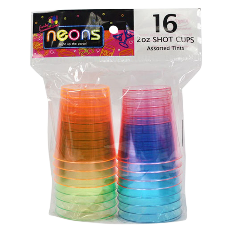 Party Dimensions Neon Colored Plastic 2oz Shot Cups 16ct